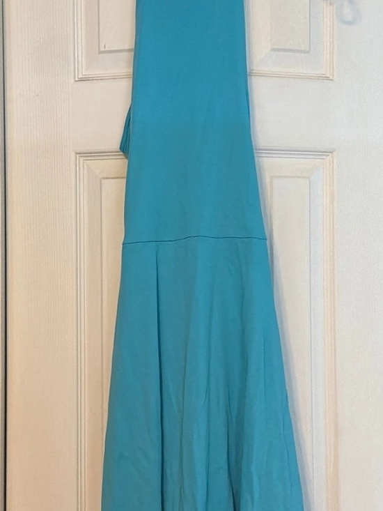 New York & Company Dresses & Skirts - New York & Company Women’s Blue A-Line Dress Solid High Neck Button Back L